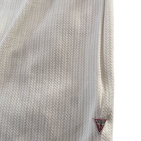 GUESS MEN'S SHORT SLEEVE TEXTURED BUTTON UP SHIRT IVORY CREAM - Picture 6 of 7